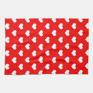 Red White Liebe Herzdesign Geschirrtuch