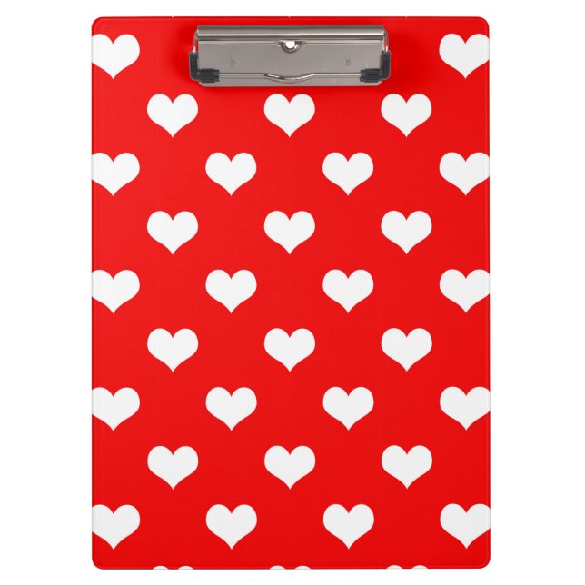 Red White Liebe Herzdesign Klemmbrett (Vorderseite)