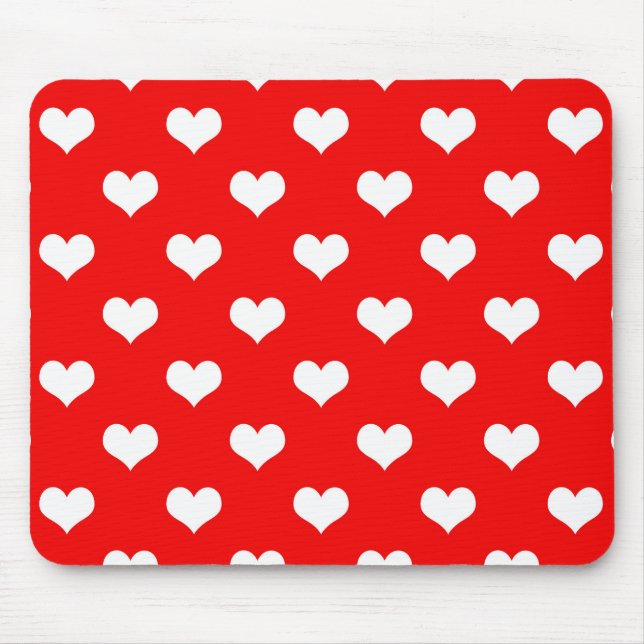 Red White Liebe Herzdesign Mousepad (Vorne)
