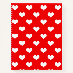 Red White Liebe Herzdesign Notizbuch
