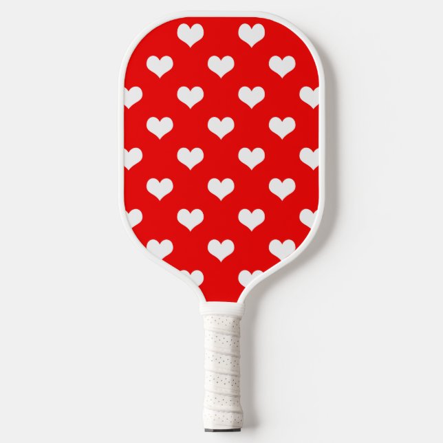 Red White Liebe Herzdesign Pickleball Schläger (Vorderseite)