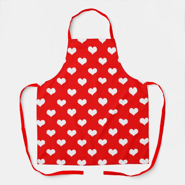 Red White Liebe Herzdesign Schürze (Vorderseite)