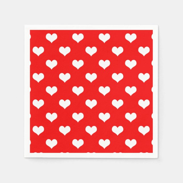 Red White Liebe Herzdesign Serviette (Vorderseite)