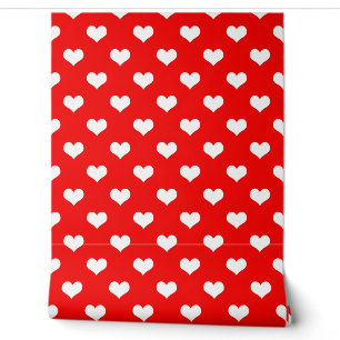 Red White Liebe Herzdesign Tapete