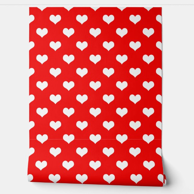 Red White Liebe Herzdesign Tapete (Abrollen)