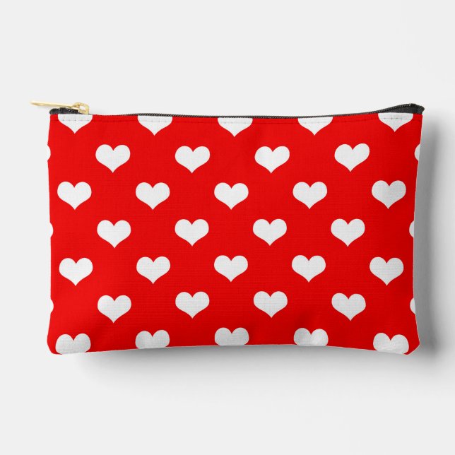 Red White Liebe Herzdesign Zubehörtasche (Vorderseite)