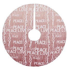 Red White Liebe Peace Polyester Weihnachtsbaumdecke