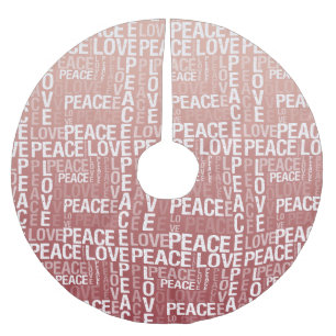 Red White Liebe Peace Polyester Weihnachtsbaumdecke