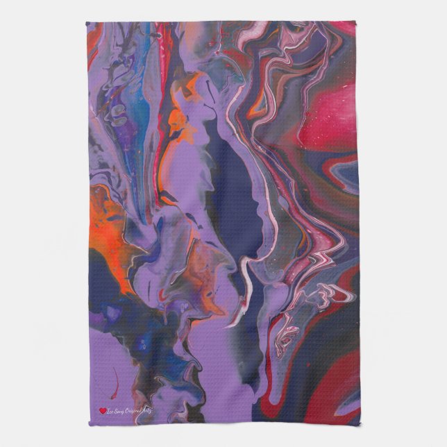 Red White Lila Blue Orange Abstrakt Geschirrtuch (Vertikal)