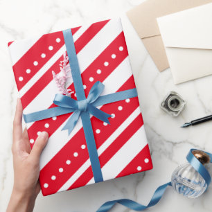 Red White Lines Dots Weihnachten Geschenkpapier