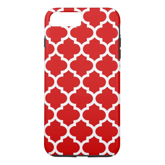 Red White marokkanische Quatrefoil Pattern #5 Case-Mate iPhone Hülle (Rückseite)