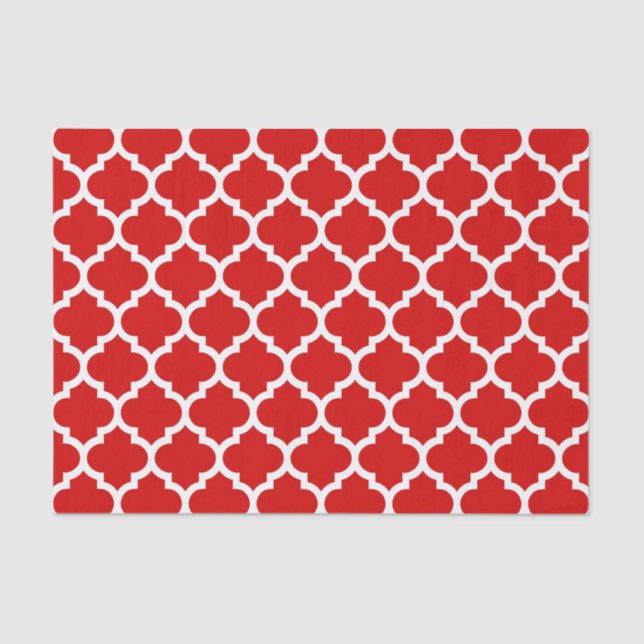 Red White marokkanische Quatrefoil Pattern #5 Seidenpapier (Vorderseite)