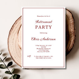 Red White Minimal Simple Modern Retirement Party Einladung