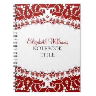 Red + White Modern Batik Notebook Notizblock