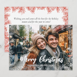 Red White Modern Elegantes Foto Weihnachten