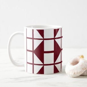 Red White Modern Geometric Muster Kaffeetasse
