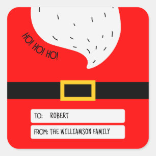 Red White Modern Santa Belt Frohe Weihnachtsmarke Quadratischer Aufkleber