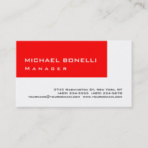 Red White Modern Simple Manager Business Card Visitenkarte