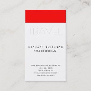 Red White Modern Simple Travel Agent Business Card Visitenkarte