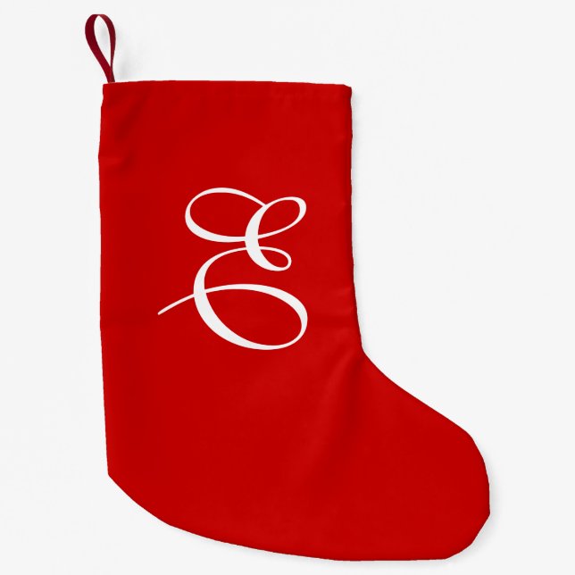 Red & White Monogram Christmas Strumpf Kleiner Weihnachtsstrumpf (Vorderseite)