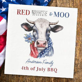 Red White Moo 4. Juli Patriotische Kuh Serviette