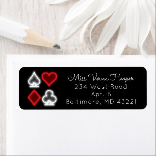 Red White Neon Card Anzugs Casino Themed Mail Labe