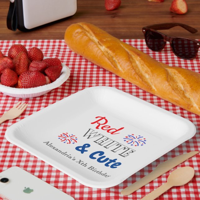 Red White & Niedlich 4. Juli Pappteller (Picknick)