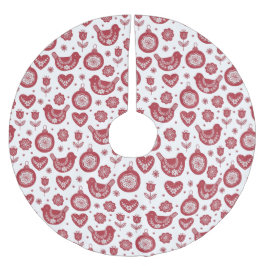 Red White Nordic Bird Bull Weihnachten Polyester Weihnachtsbaumdecke