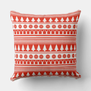 Red White Nordic Christmas Pattern Kissen