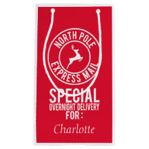 Red & White North Pole Express Mail Name