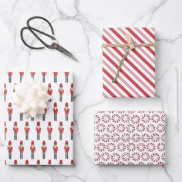 Red White Nutcracker und Candy Cane Weihnachten Geschenkpapier Set