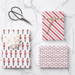 Red White Nutcracker und Candy Cane Weihnachten Geschenkpapier Set