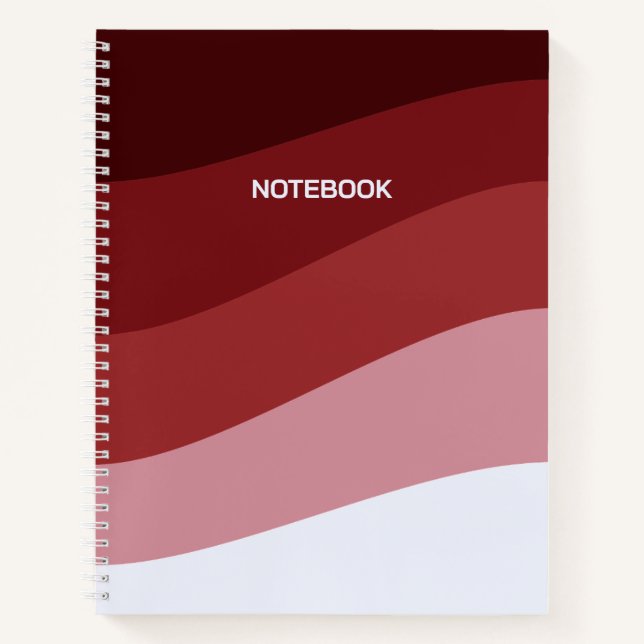 Red White Ombre Wave Muster Notizbuch (Vorderseite)