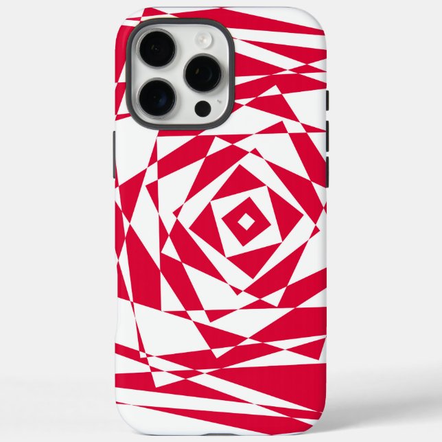 Red & White Optical Illusion – Bold 3D Geometric Case-Mate iPhone Hülle (Rückseite)