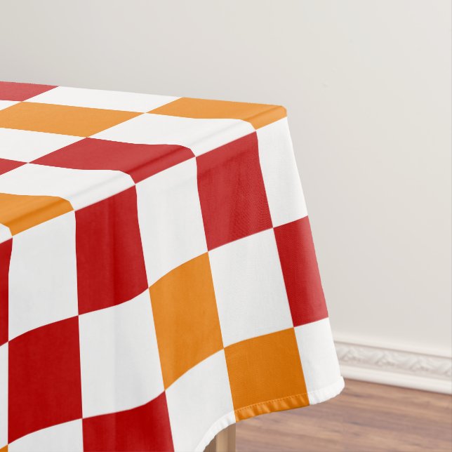 Red White Orange Checkered Pattern Design  Tischdecke (Beispiel)