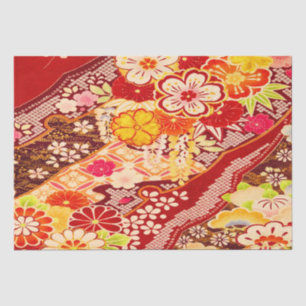 Red White Orange Japanisch Kimono Floral Decoupage Seidenpapier