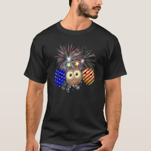 Red White Owl Feuerwerk Patriotic 4. Juli T-Shirt