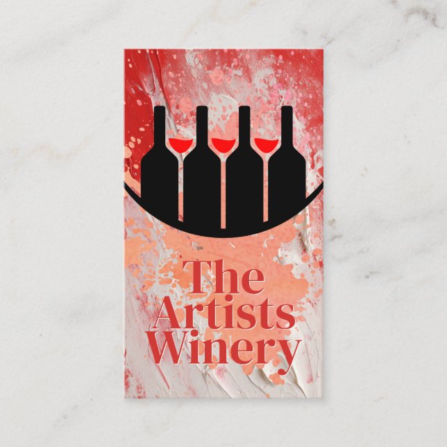Red White Paint | Wine Bottles Logo Visitenkarte (Vorderseite)