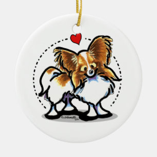 Red White Papillon Herz Personalisiert Keramik Ornament