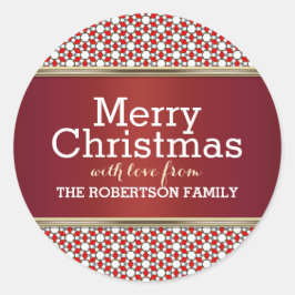 Red White Pattern Weihnachtsgeschenk Aufkleber
