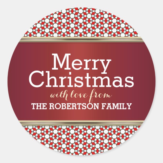 Red White Pattern Weihnachtsgeschenk Aufkleber (Vorderseite)