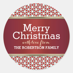 Red White Pattern Weihnachtsgeschenk Aufkleber