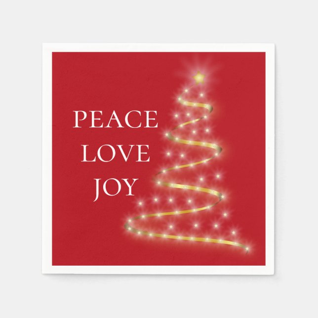Red White Peace Liebe Joliday Napkins Serviette (Vorderseite)