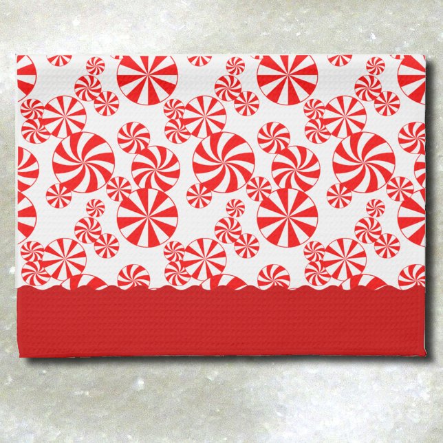 Red White Peppemint Holiday Pattern Küchentuch (Peppermint Candy Pattern Kitchen Towel)