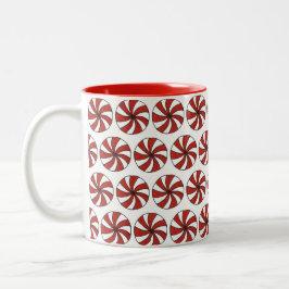 Red White Peppermint Candy Mint Weihnachtsfest Zweifarbige Tasse