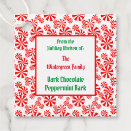 Red White Peppermint Candy Pattern Editable Geschenkanhänger