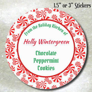 Red White Peppermint Candy Pattern Editable Runder Aufkleber