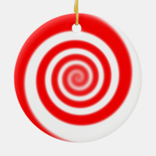 Red & White Peppermint Candy Swirl Keramikornament