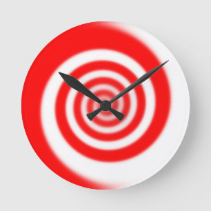 Red & White Peppermint Candy Swirl Runde Wanduhr
