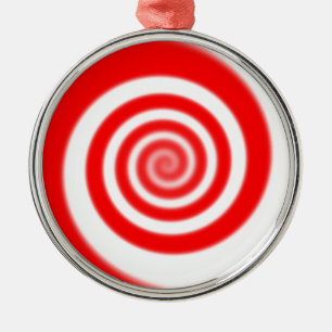 Red & White Peppermint Candy Swirl Silbernes Ornament